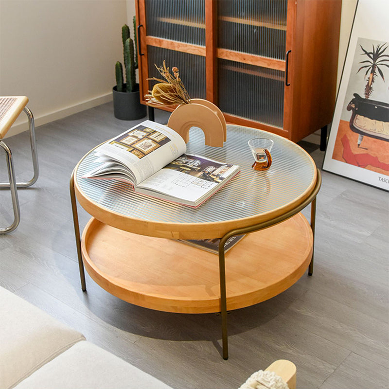 32" Wide Tropical Coffee Table Glass Storage Coffee Cocktail Table