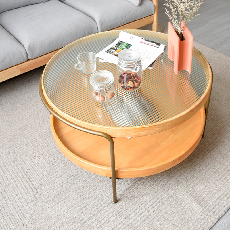 32" Wide Tropical Coffee Table Glass Storage Coffee Cocktail Table