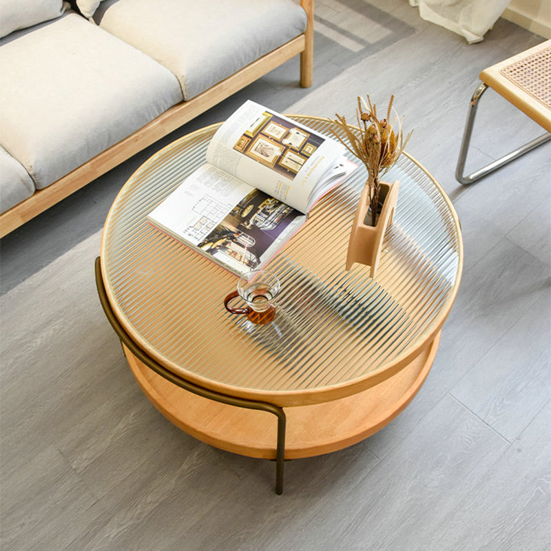 32" Wide Tropical Coffee Table Glass Storage Coffee Cocktail Table