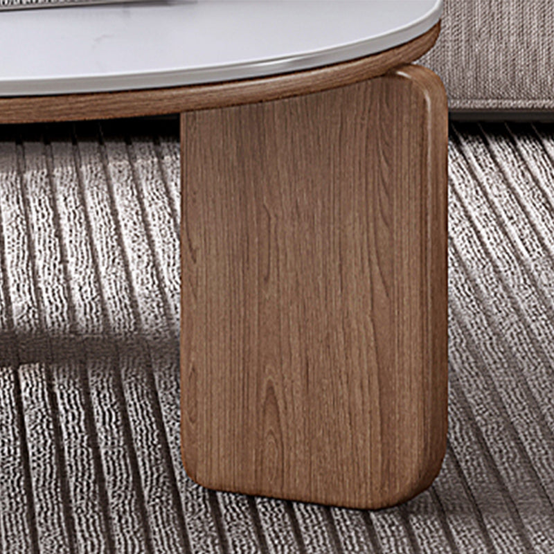 Contemporary Solid Wood Coffee Cocktail Table Slate Round Top Coffee Table