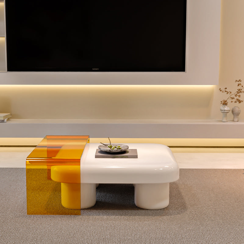 Contemporary 2 Nesting Coffee Table Set Square 4 Legs Cocktail Table