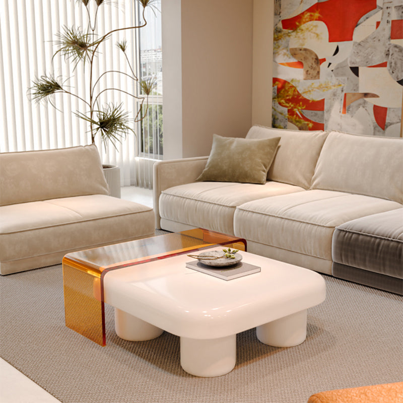 Contemporary 2 Nesting Coffee Table Set Square 4 Legs Cocktail Table