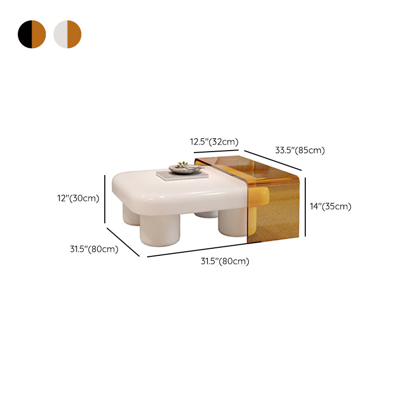 Contemporary 2 Nesting Coffee Table Set Square 4 Legs Cocktail Table