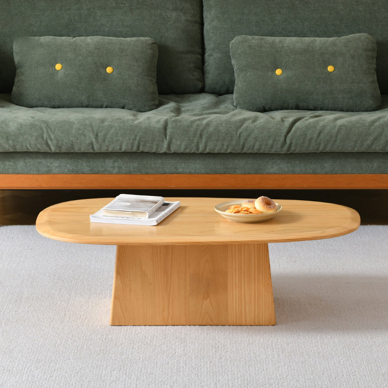 Pedestal Solid Wood Coffee Table Set Elliptical Simple Cocktail Table