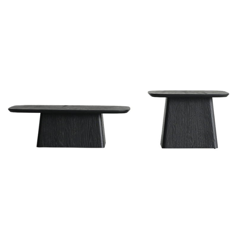 Pedestal Solid Wood Coffee Table Set Elliptical Simple Cocktail Table