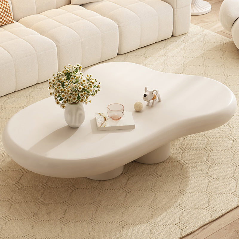 White 4 Legs Coffee Table Contemporary Geometric Wood Cocktail Table