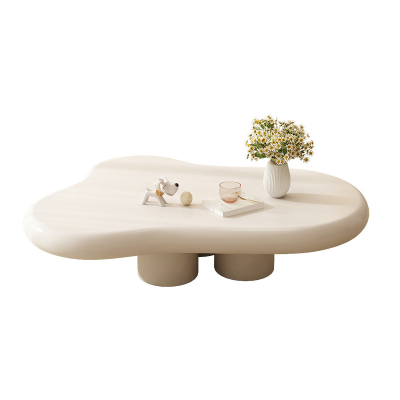 White 4 Legs Coffee Table Contemporary Geometric Wood Cocktail Table