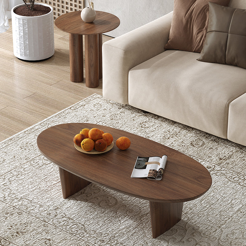 2 Legs Coffee Table Contemporary Solid Wood Coffee Cocktail Table