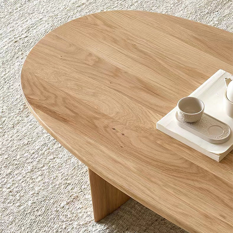 2 Legs Coffee Table Contemporary Solid Wood Coffee Cocktail Table