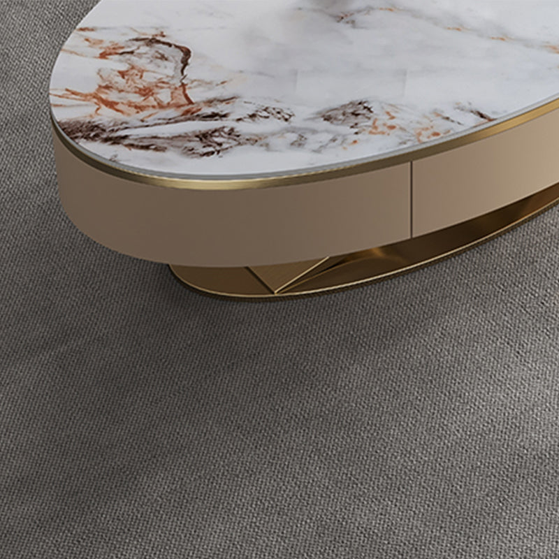 Glam Oval Coffee Table Abstract Slate Top Coffee Cocktail Table