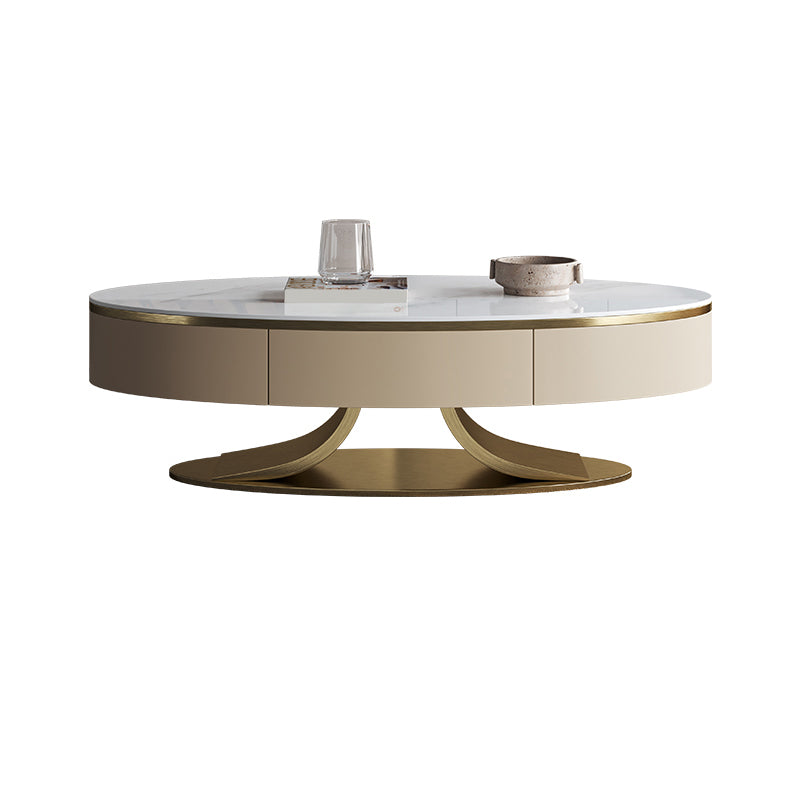 Glam Oval Coffee Table Abstract Slate Top Coffee Cocktail Table