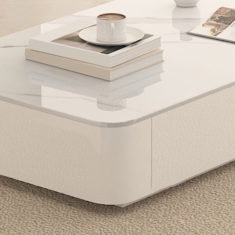 Block Rectangular Coffee Table Modern Single Coffee Table with Drawers