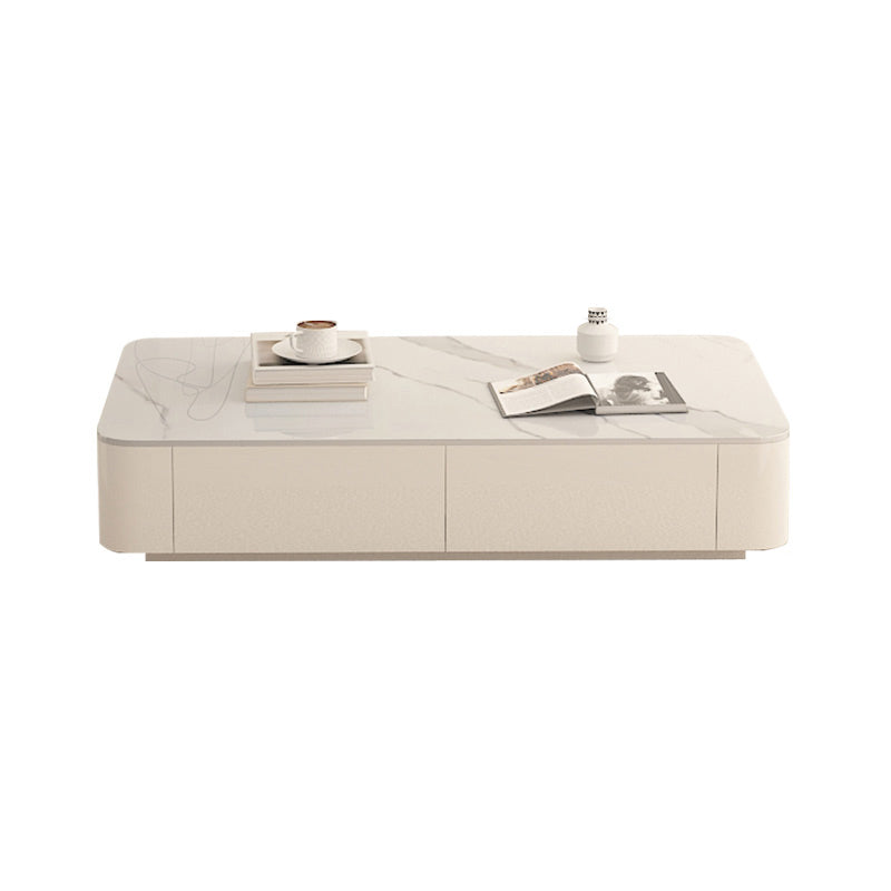 Block Rectangular Coffee Table Modern Single Coffee Table with Drawers