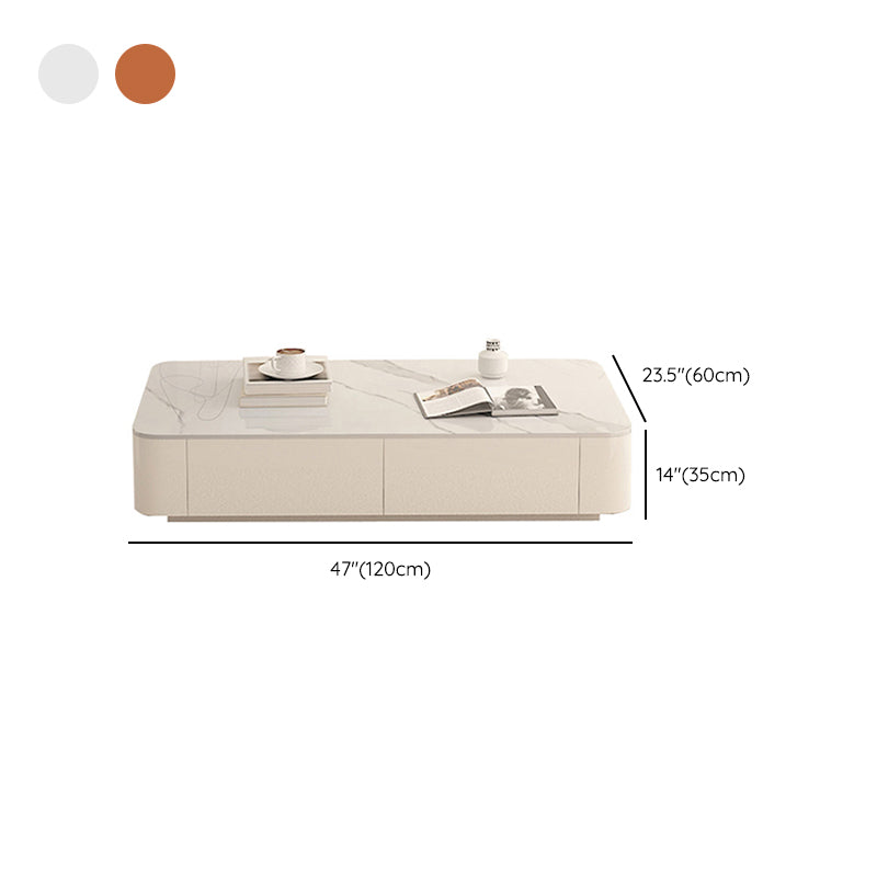 Block Rectangular Coffee Table Modern Single Coffee Table with Drawers
