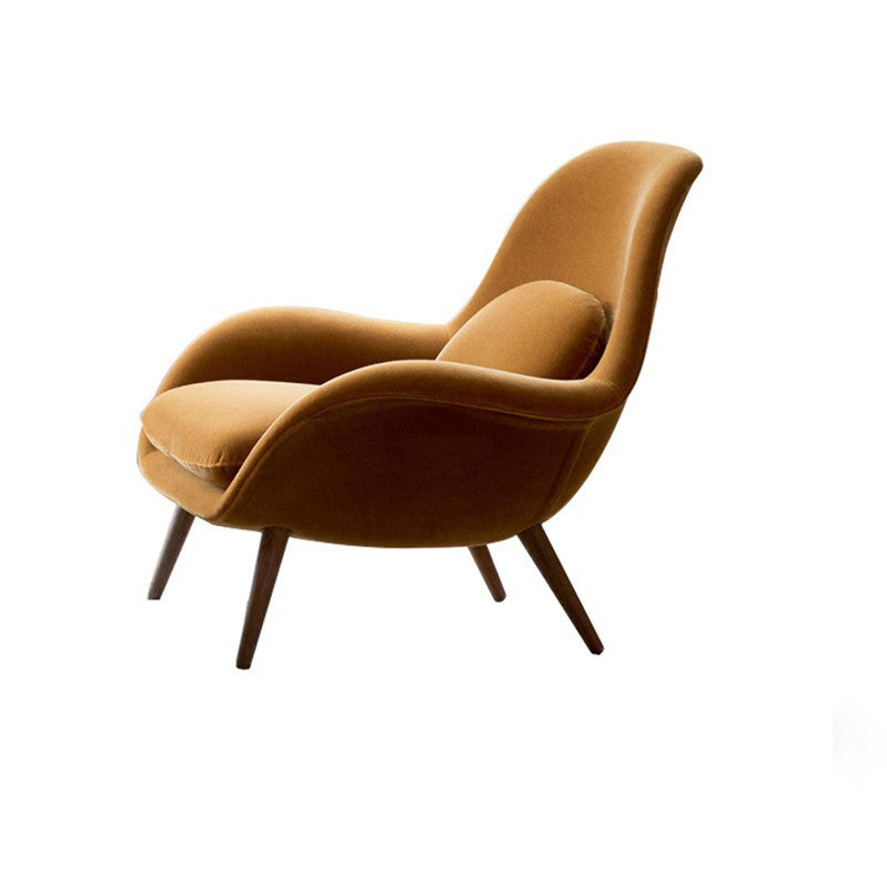 Contemporary Solid Color Velvet Arm Chair 4 Legs Flared Arms Chair