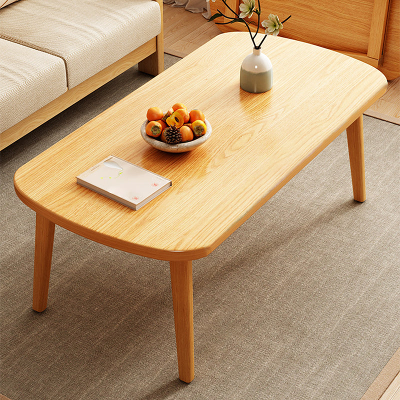 Foldable Wooden Coffee Table Elliptical 4 Legs Cocktail Table