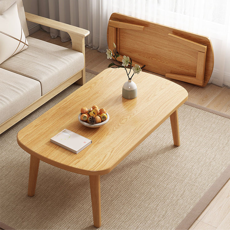 Foldable Wooden Coffee Table Elliptical 4 Legs Cocktail Table