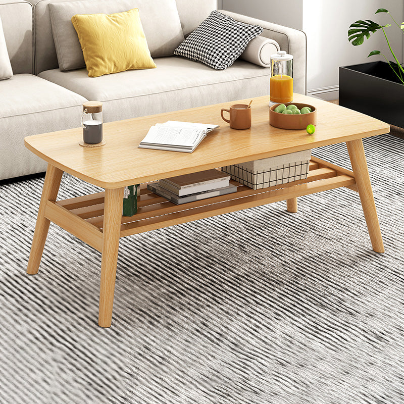 Foldable Wooden Coffee Table Elliptical 4 Legs Cocktail Table