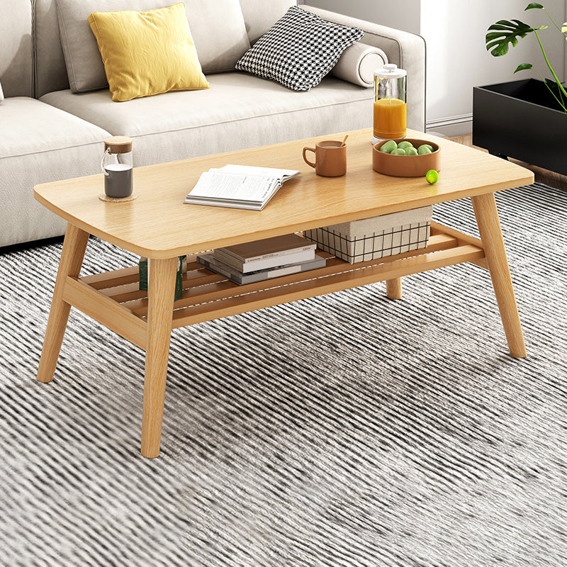 Foldable Wooden Coffee Table Elliptical 4 Legs Cocktail Table