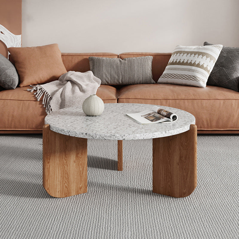 Contemporary Round Terrazzo Coffee Table 15.7" H 1 Single Cocktail Table