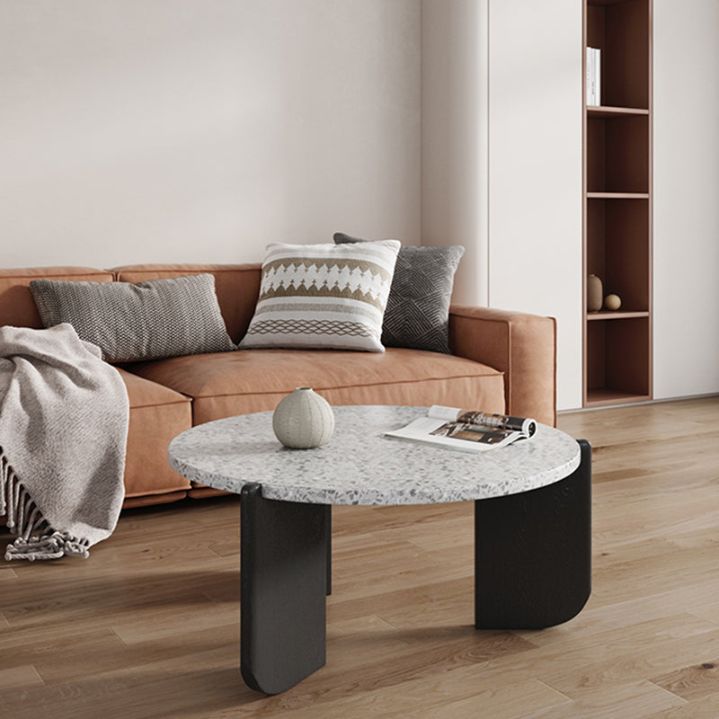 Contemporary Round Terrazzo Coffee Table 15.7" H 1 Single Cocktail Table