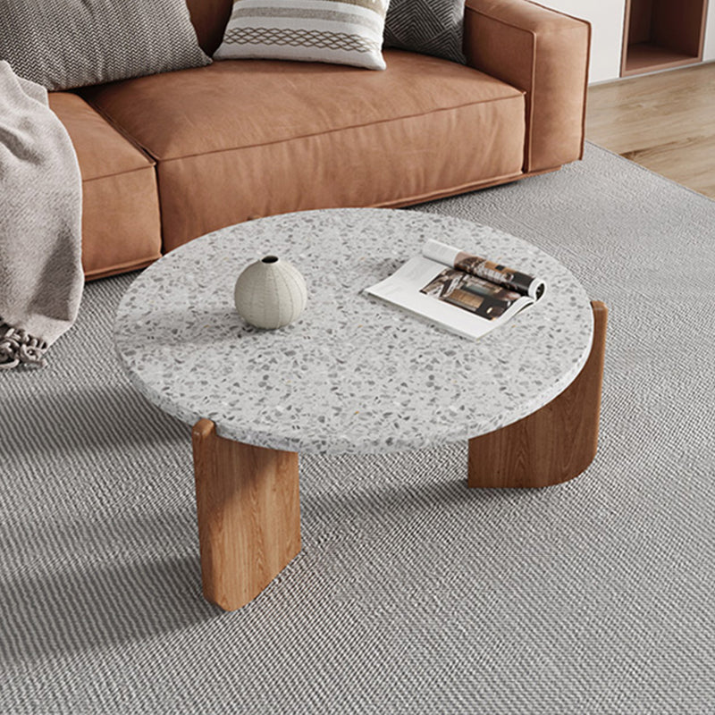 Contemporary Round Terrazzo Coffee Table 15.7" H 1 Single Cocktail Table