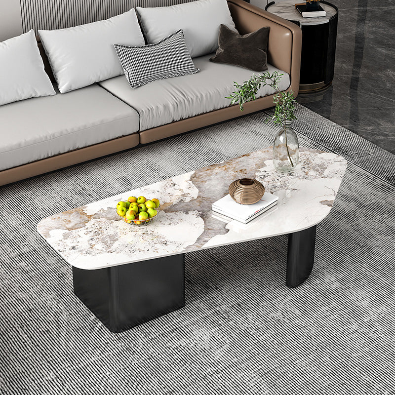 15"H Contemporary Coffee Table Stone Coffee Cocktail Table with Drawer