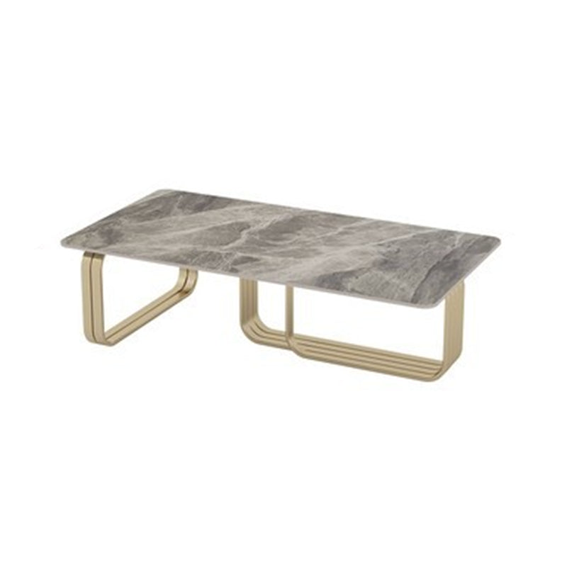 Glam Rectangle Cocktail Table Single Stone Top Coffee Cocktail Table