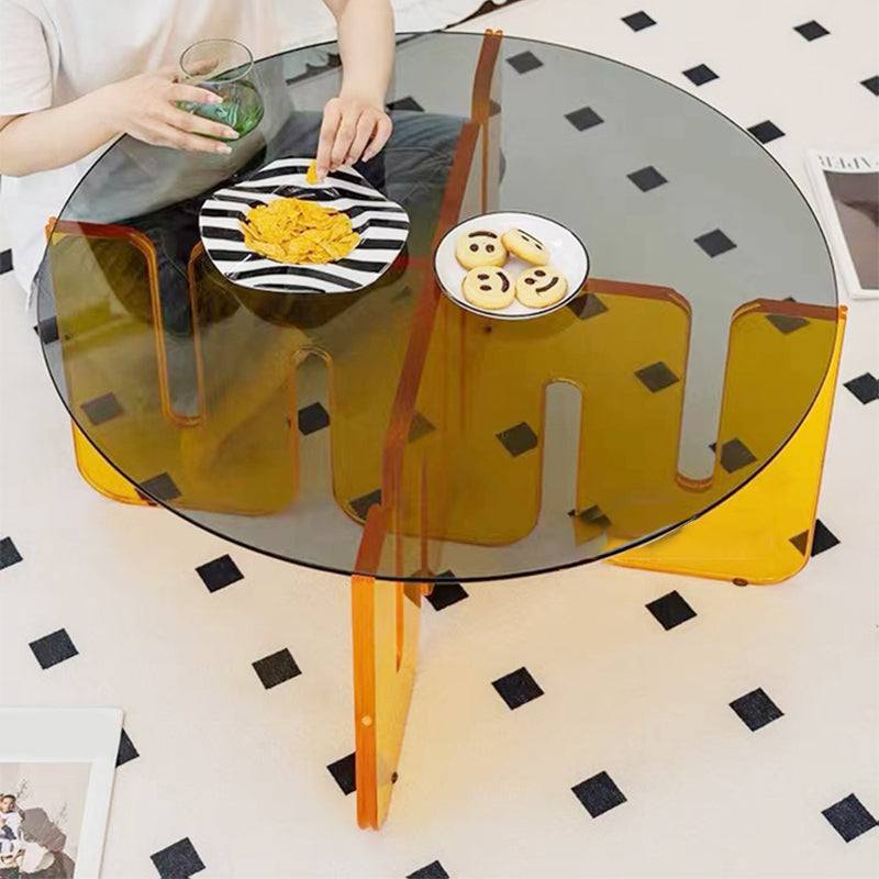 Abstract Coffee Table Modern Glass Top Coffee Cocktail Table