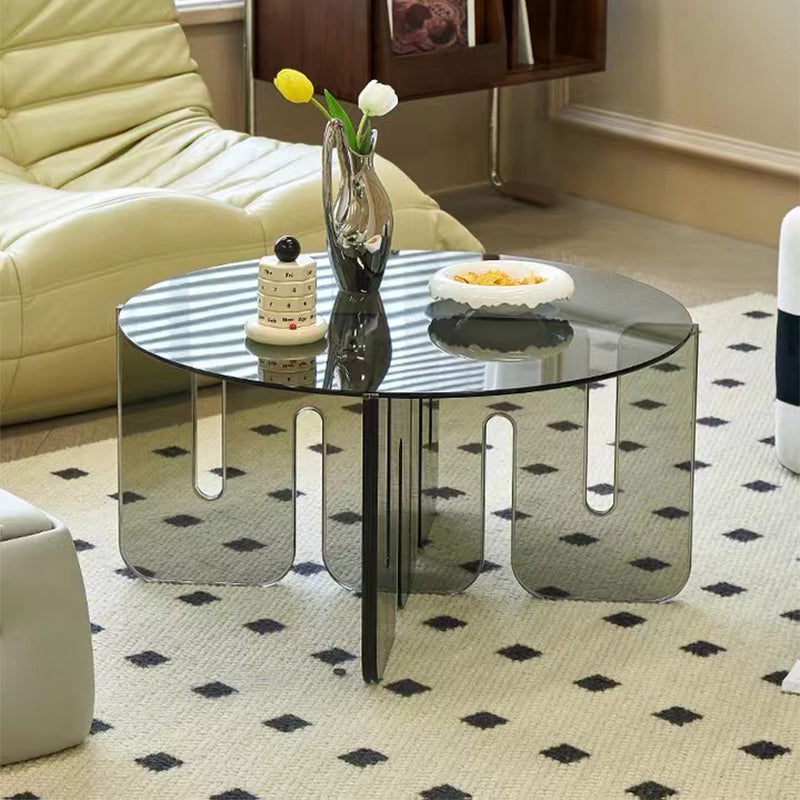 Abstract Coffee Table Modern Glass Top Coffee Cocktail Table