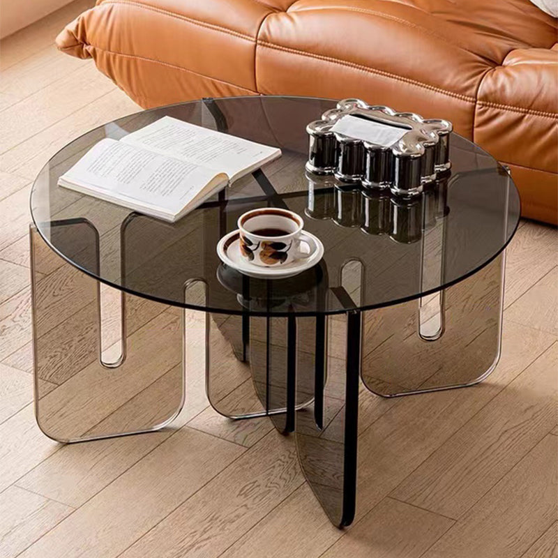 Abstract Coffee Table Modern Glass Top Coffee Cocktail Table