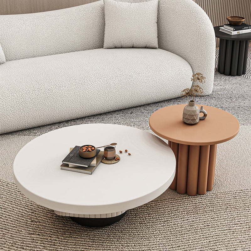 Pedestal Round Coffee Table Set Modern Minimalist Cocktail Table