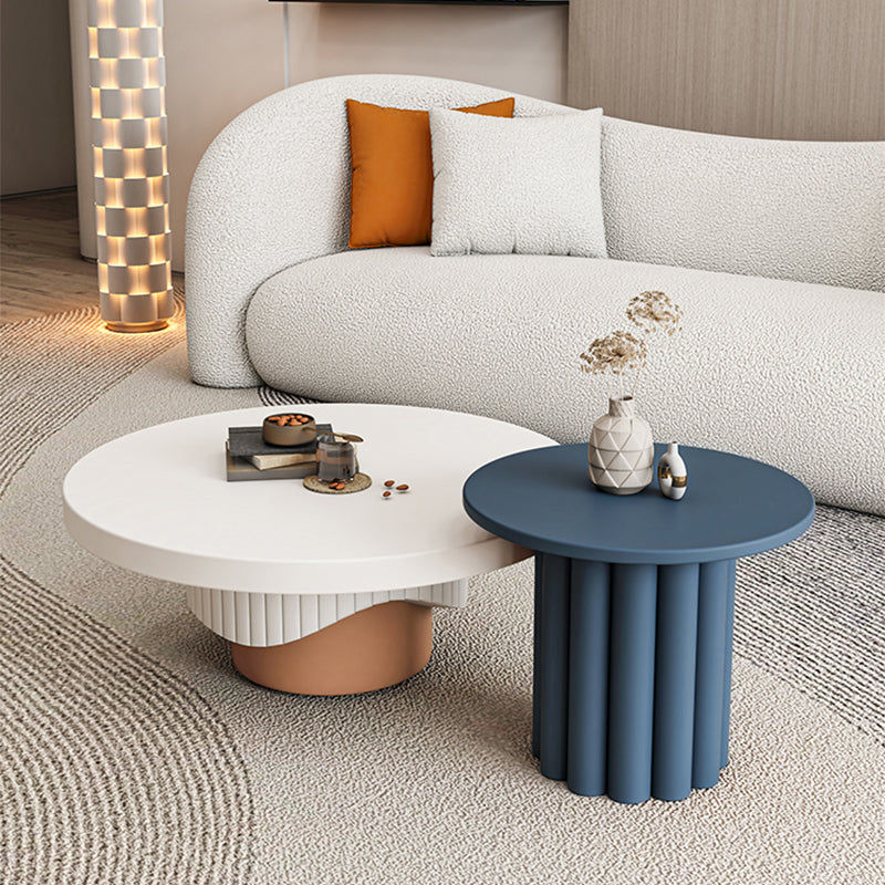 Pedestal Round Coffee Table Set Modern Minimalist Cocktail Table