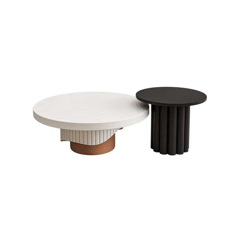 Pedestal Round Coffee Table Set Modern Minimalist Cocktail Table