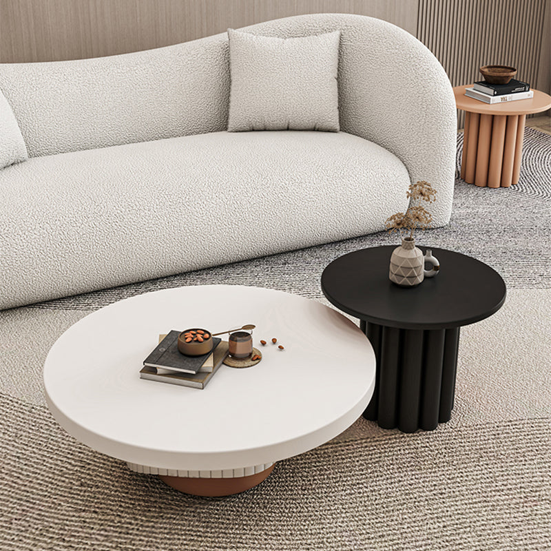 Pedestal Round Coffee Table Set Modern Minimalist Cocktail Table