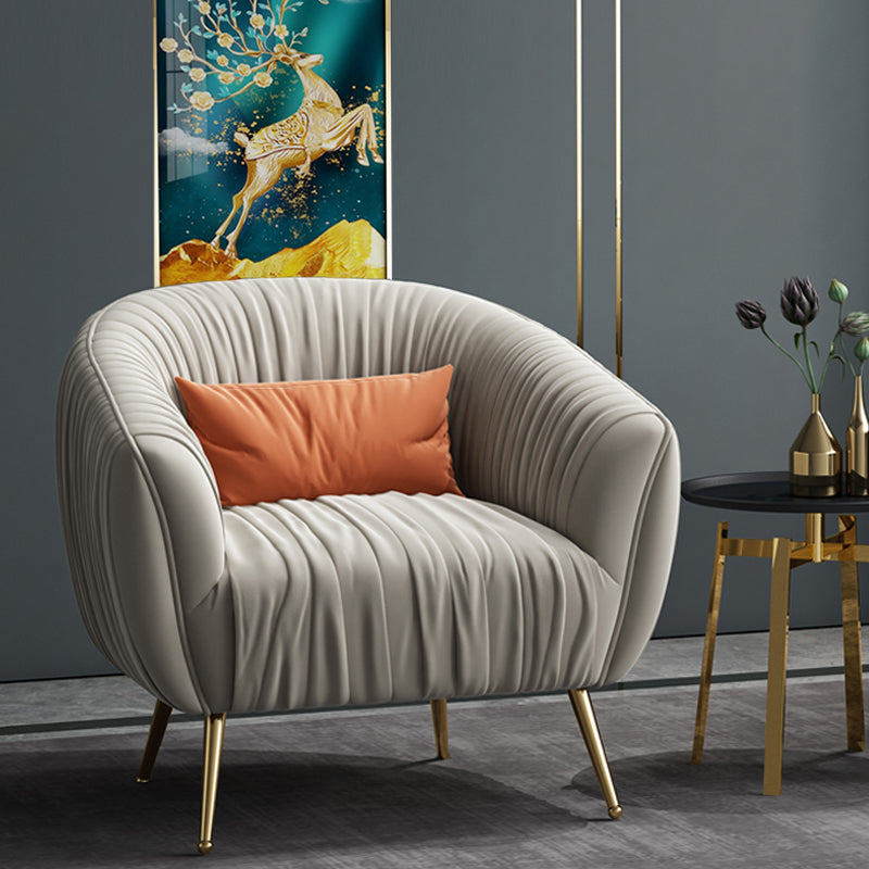 Modern Pillow Back Chair Solid Color Upholstered Sloped Arms Chair