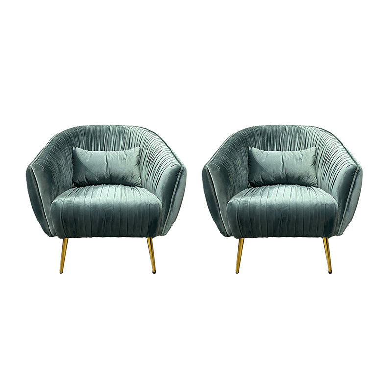 Modern Pillow Back Chair Solid Color Upholstered Sloped Arms Chair