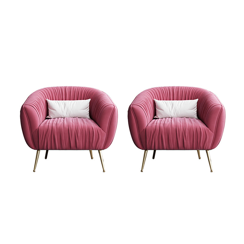 Modern Pillow Back Chair Solid Color Upholstered Sloped Arms Chair