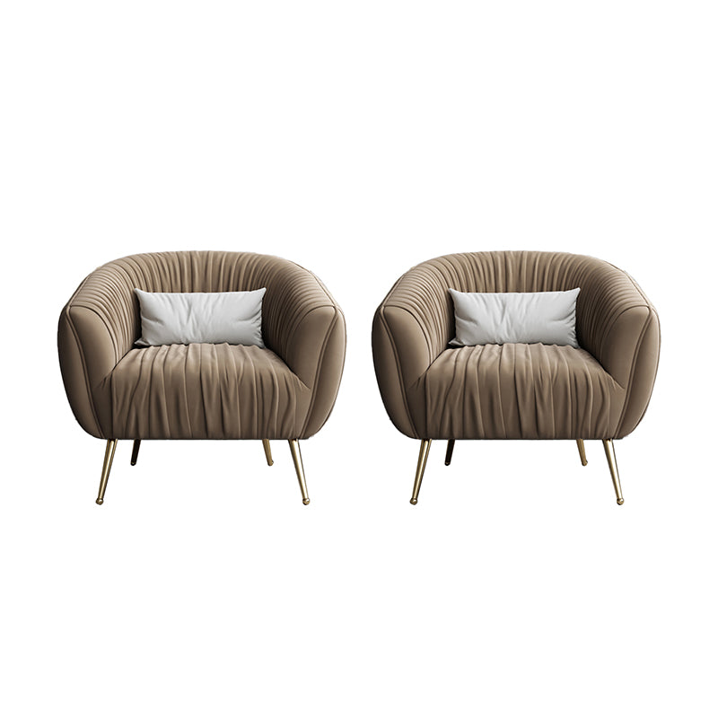 Modern Pillow Back Chair Solid Color Upholstered Sloped Arms Chair