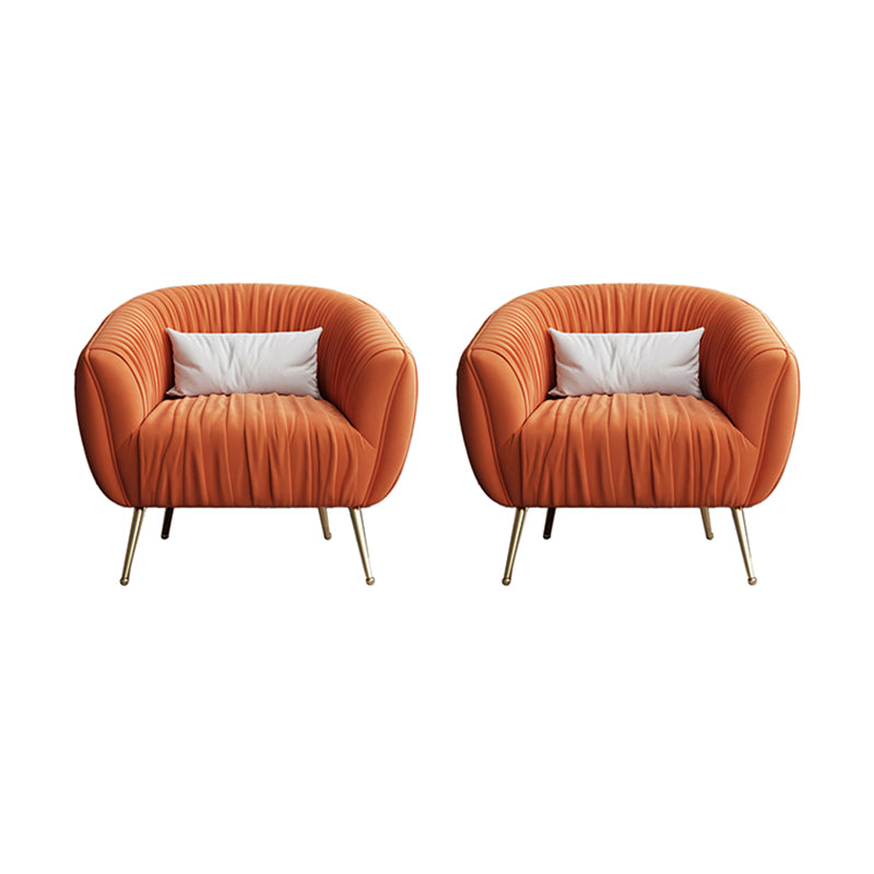 Modern Pillow Back Chair Solid Color Upholstered Sloped Arms Chair