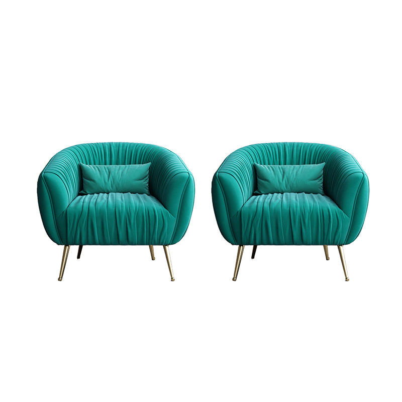 Modern Pillow Back Chair Solid Color Upholstered Sloped Arms Chair