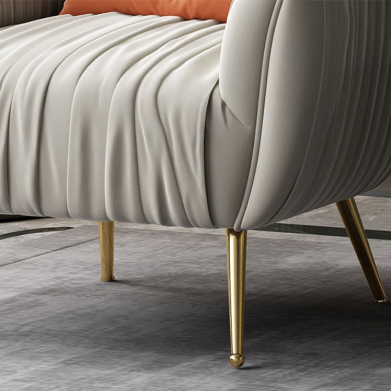 Modern Pillow Back Chair Solid Color Upholstered Sloped Arms Chair