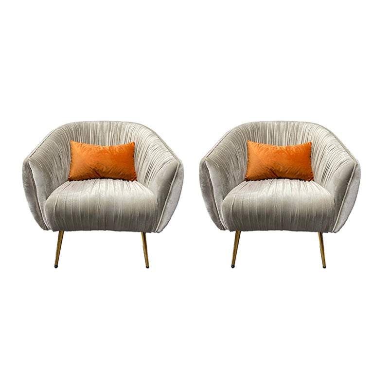 Modern Pillow Back Chair Solid Color Upholstered Sloped Arms Chair