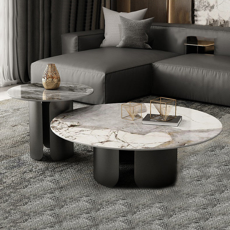 Abstract Coffee Table Slate Round Coffee Coffee or End Table