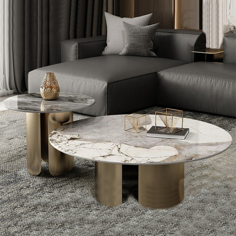 Abstract Coffee Table Slate Round Coffee Coffee or End Table