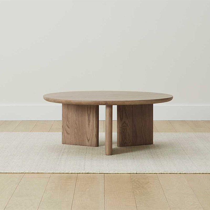 Contemporary Solid Wood Coffee Table Round Abstract Coffee Cocktail Table