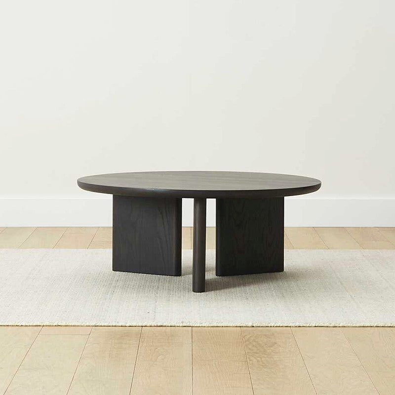 Contemporary Solid Wood Coffee Table Round Abstract Coffee Cocktail Table