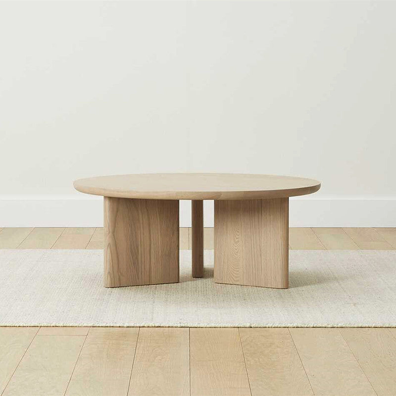 Contemporary Solid Wood Coffee Table Round Abstract Coffee Cocktail Table