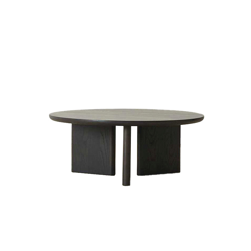 Contemporary Solid Wood Coffee Table Round Abstract Coffee Cocktail Table