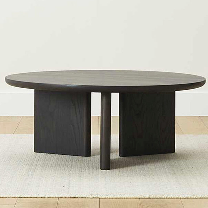 Contemporary Solid Wood Coffee Table Round Abstract Coffee Cocktail Table